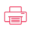 Red printer icon on a white background