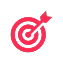 Red circular target icon on a white background