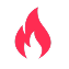 Red fire icon on a white background