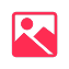Image icon showing mountains and the sun red on a clear background