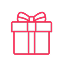 Red gift box icon on a white background