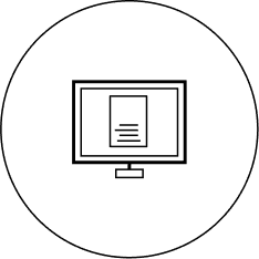 Icon showing a document on a desktop monitor screen